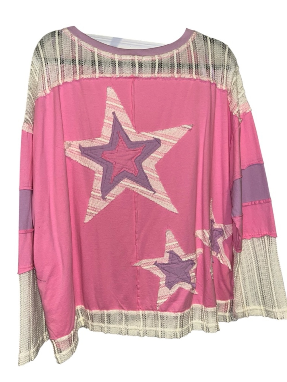 BlueVelvet Large Pink Star Appliqué Long Sleeve Top - Picture 4 of 7